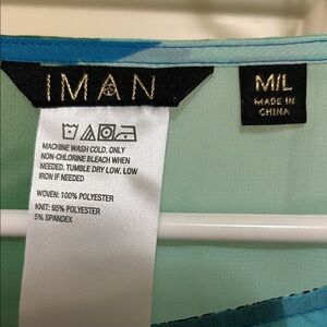 IMAN Mint & Aqua Colorblock Blouse